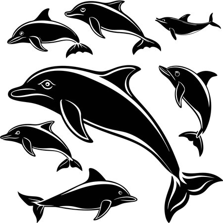 Comprehensive Collection of Black Silhouette Vector Sketches of Animals in Various Posesのイラスト素材