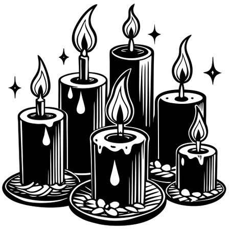 Candlelit Serenity: Intriguing Black and White Collectionのイラスト素材