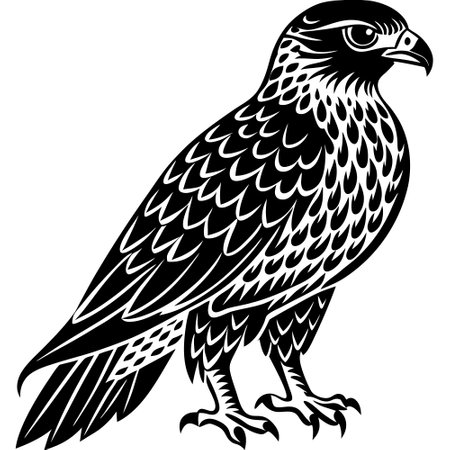 Majestic Black Silhouette of a Hawk Bird Set in Flightのイラスト素材