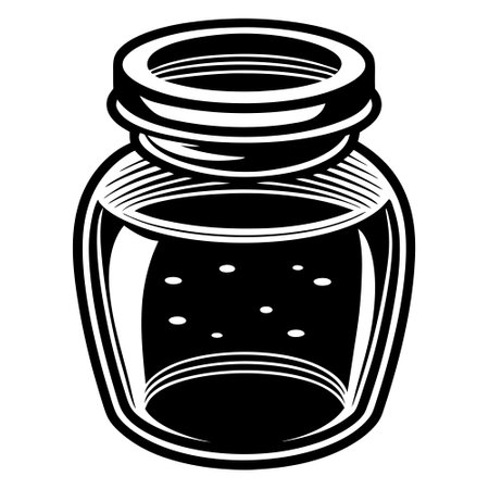 Detailed Silhouette of a Jar with Lid on White Backgroundのイラスト素材