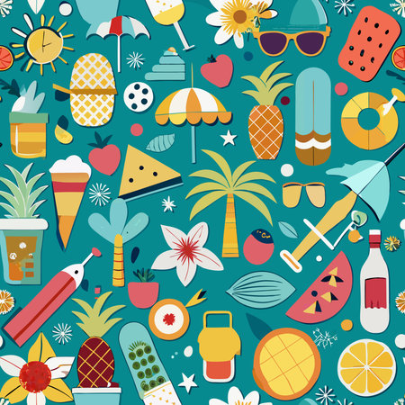 Summer Vibes: A Kaleidoscope of Tropical Elements in Vibrant Colors