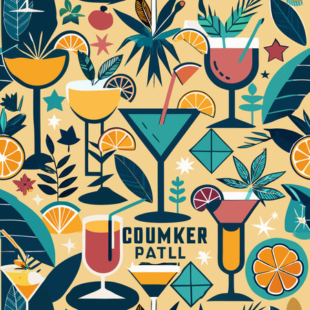 Tropical Summer Cocktail Party Invite with Vector Design