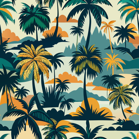 Exotic Tropical Forest Seamless Vector Pattern with Lush Foliage