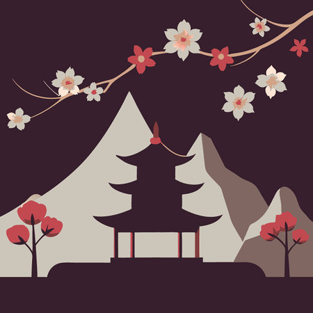 Alluring Oriental Garden Seamless Flower Pattern with Delicate Huesのイラスト素材