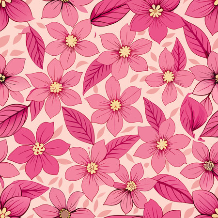 Delicate Seamless Pink Floral Pattern Vector Artのイラスト素材