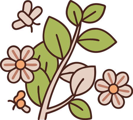 Elegant Floral Pattern with Intricate Branch and Botanical Motifsのイラスト素材