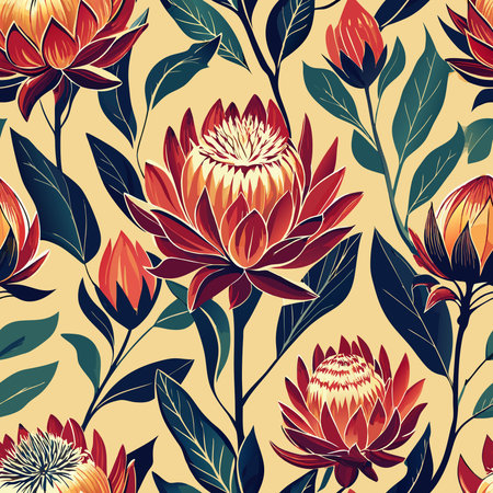 Set of Eight Vintage Protea Floral Vectors for Design Projectsのイラスト素材