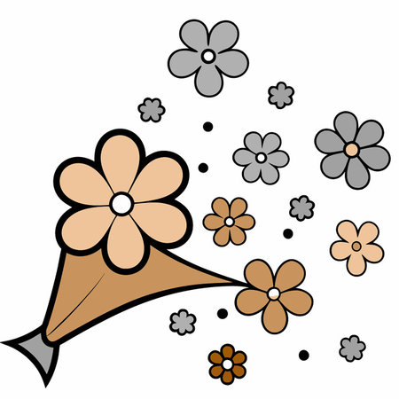 Ethereal Floral Dance: Pastel Flowers Swaying Gracefully in the Breezeのイラスト素材