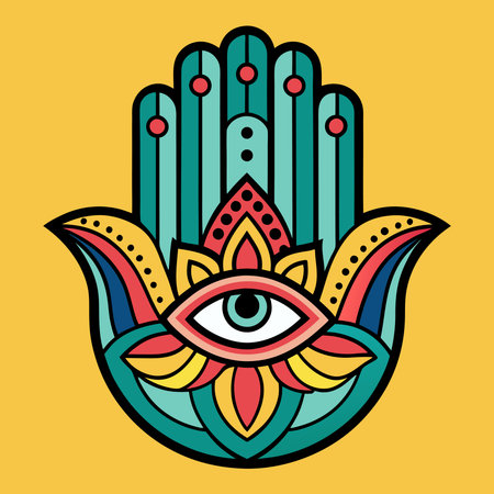 Hand-Drawn Hamsa Protection Symbol of Good Luck and Protectionのイラスト素材