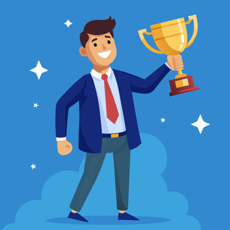 Distinguished Business Tycoon Holding Golden Achievement Award in Recognition of Successのイラスト素材