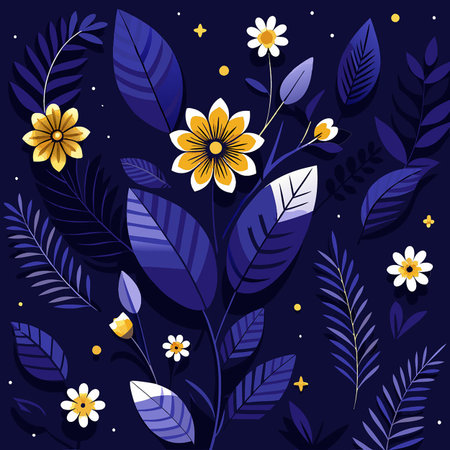Vibrant Summer Flowers Adorned on a Fresh Yellow Background in a Seamless Patternのイラスト素材