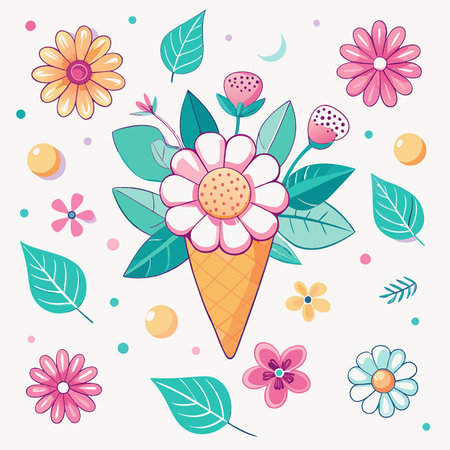 Summer Sweet Seamless Floral Pattern Isolated on White Backgroundのイラスト素材