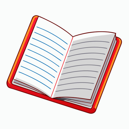Open Realistic Lined Elementary School Copybook for Educational Note-Takingのイラスト素材