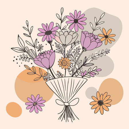 Seamless Floral Tapestry with Vibrant Bouquets of Wildflowersのイラスト素材