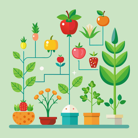 Comprehensive Guide to Fruit Tree Planting, Growth, and Harvestのイラスト素材