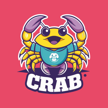 Humorous Crab Wearing "Crab" T-shirt in a Quirky Portraitのイラスト素材