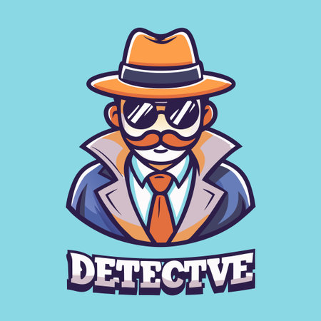 Cartoon Vector Logo Character of a Sharp-Eyed Detective Mascotのイラスト素材