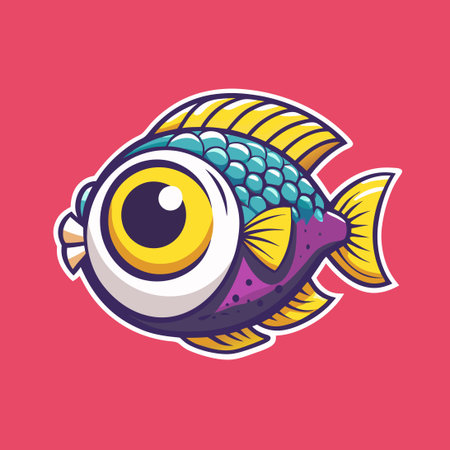 Cute fish mascot. Vector illustration of cartoon fish head mascot.のイラスト素材