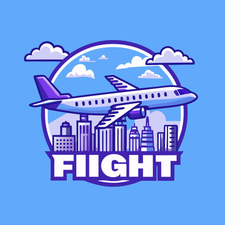 Captivating Cityscape Skyline with a Majestic Aircraft Soaring Aboveのイラスト素材