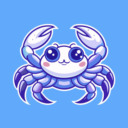 Monochrome Drawing of a Crab on a Black and White Background with Precise Detailsのイラスト素材