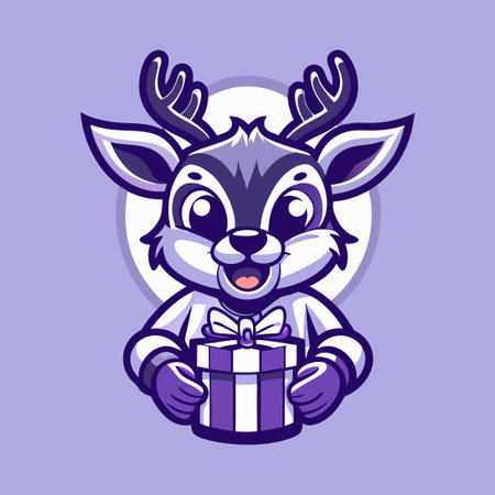 Friendly Deer Masquerade Character Holding Present Illustrationのイラスト素材