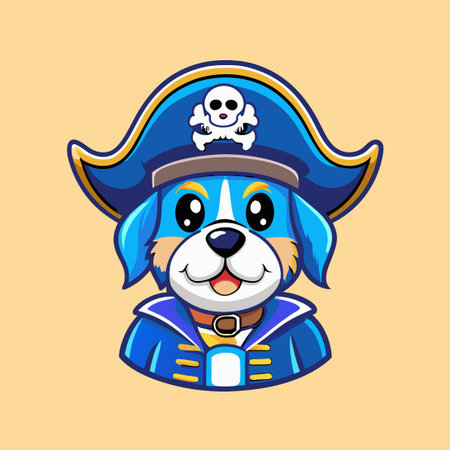 Canine Costume Capers: Playful Dog Dons Pirate Attire for Whimsical Mascotryのイラスト素材