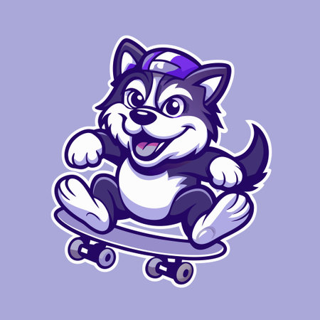 Canine Skateboarding Enthusiast in Vector Logo Formのイラスト素材