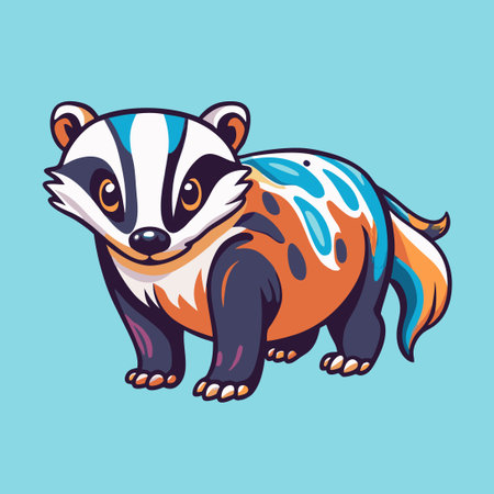 Multicolored Badger Painted Drawing in Abstract Styleのイラスト素材