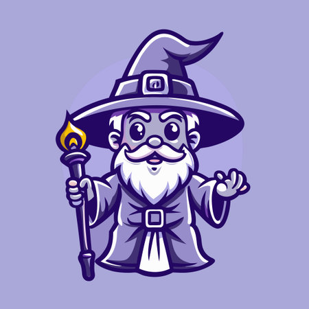 Enchanting Portrait of a Wizard Conjuring Spells with a Mystical Wandのイラスト素材