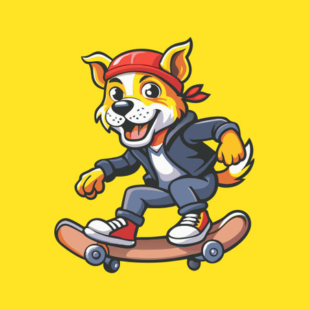 Mascotized Canine Skateboarding Enthusiast: A Dog's Day Outのイラスト素材