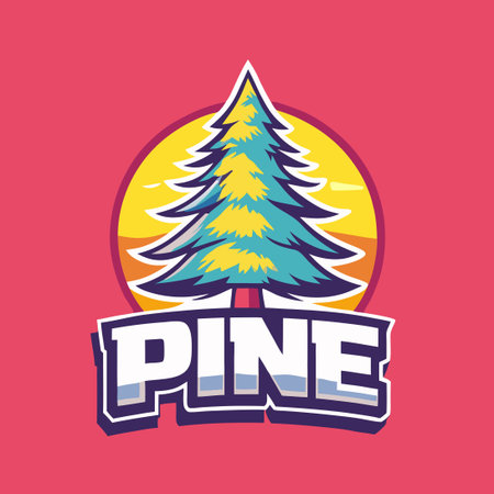 Artful Sketch of a Majestic Pine Tree Embellished with Scriptのイラスト素材