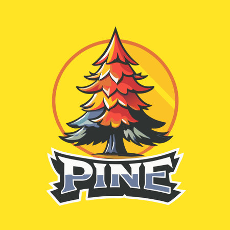 Hand-Drawn Pine Tree with Labelのイラスト素材