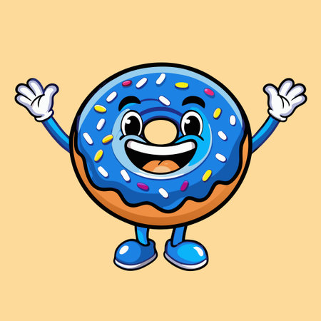 A Cheerful Donut with Embracing Arms and a Radiant Smileのイラスト素材