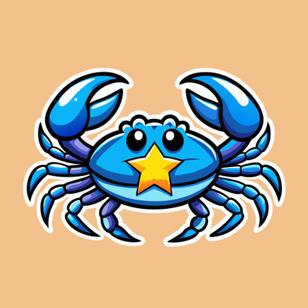 Intricate Sketch of a Colorful Crab Adorned with a Yellow Starのイラスト素材