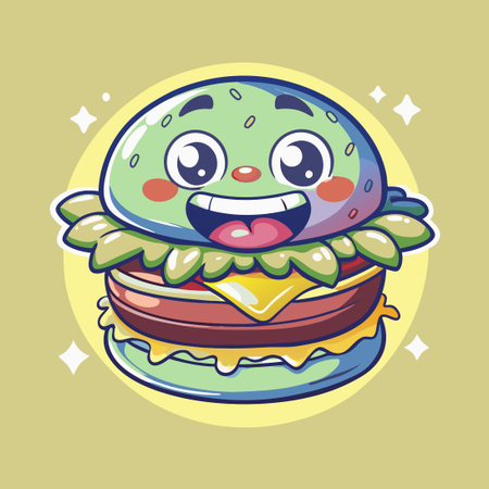 Delightful Doodle of a Happy Hamburgerのイラスト素材