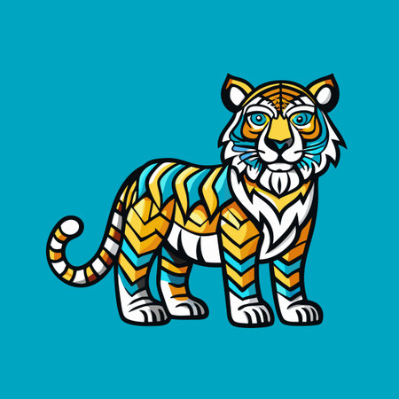 Intricate Stained Glass Tiger Artwork in Vibrant Huesのイラスト素材