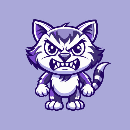 Fierce and Feline: Angry Cat Character Vector Illustrationのイラスト素材