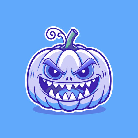 Ferocious Cartoon Pumpkin with a Twisted Expression Glaring Menacinglyのイラスト素材