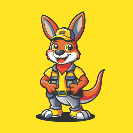 Vector Illustration of a Kangaroo Logo Mascot with Vibrant Colorsのイラスト素材