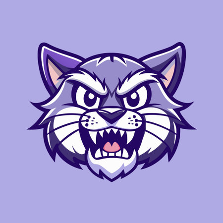 Furious Feline: Angry Cat Mascot Vector Logo Cartoon Illustrationのイラスト素材