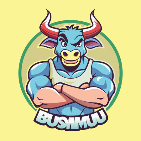 Fierce Bull Silhouette Character Logo Illustrationのイラスト素材