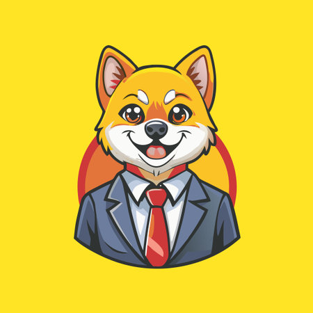 **** Vector Mascot Character of a Business-Focused Shiba Inu Dogのイラスト素材