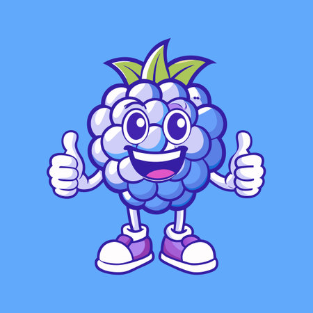 Cartoon Raspberry Mascot Giving Thumbs Up on White Backgroundのイラスト素材