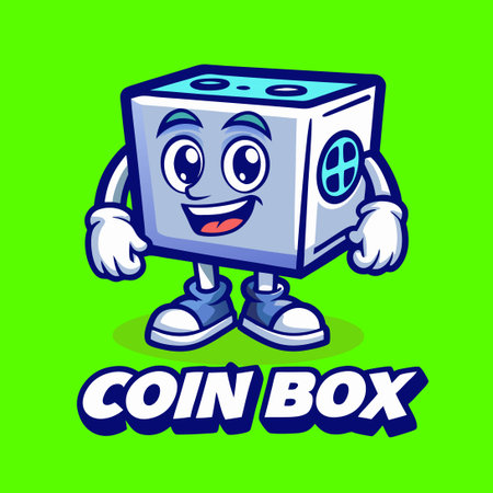 Coin Box Mascot Character Cartoon Vector Illustrationのイラスト素材
