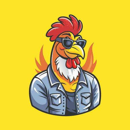 Cool and Stylish Rooster Logo Mascot Character Cartoonのイラスト素材