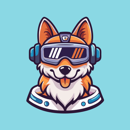 Playful Dalmatian Dog Wearing Virtual Reality Goggles for Mascot or Character Designのイラスト素材