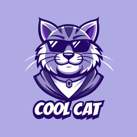 Cartoon Illustration Character of a Cool Cat Mascot Vector Logoのイラスト素材