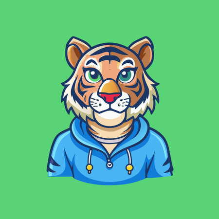 Cartoon Character Cool Tiger Mascot Logo Vector Illustrationのイラスト素材