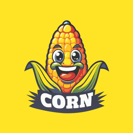 Adorable Corn Emoji Mascot Character with a Fun and Cartoonish Designのイラスト素材