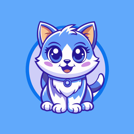 Cartoon Cat Mascot Logo Featuring a Cute and Playful Feline Characterのイラスト素材